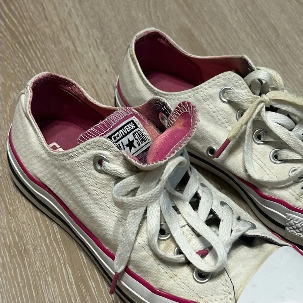 Converse Chuck Taylor All Star Double Tongue Pink Accent Low Top Sneakers Sz 8